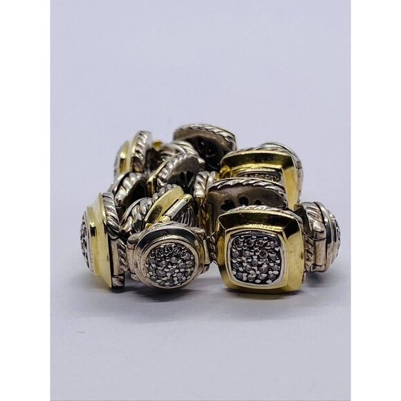 David Yurman Sterling Silver and 18k Yellow Gold Albion Station Diamond Bracelet - Picture 9 of 14